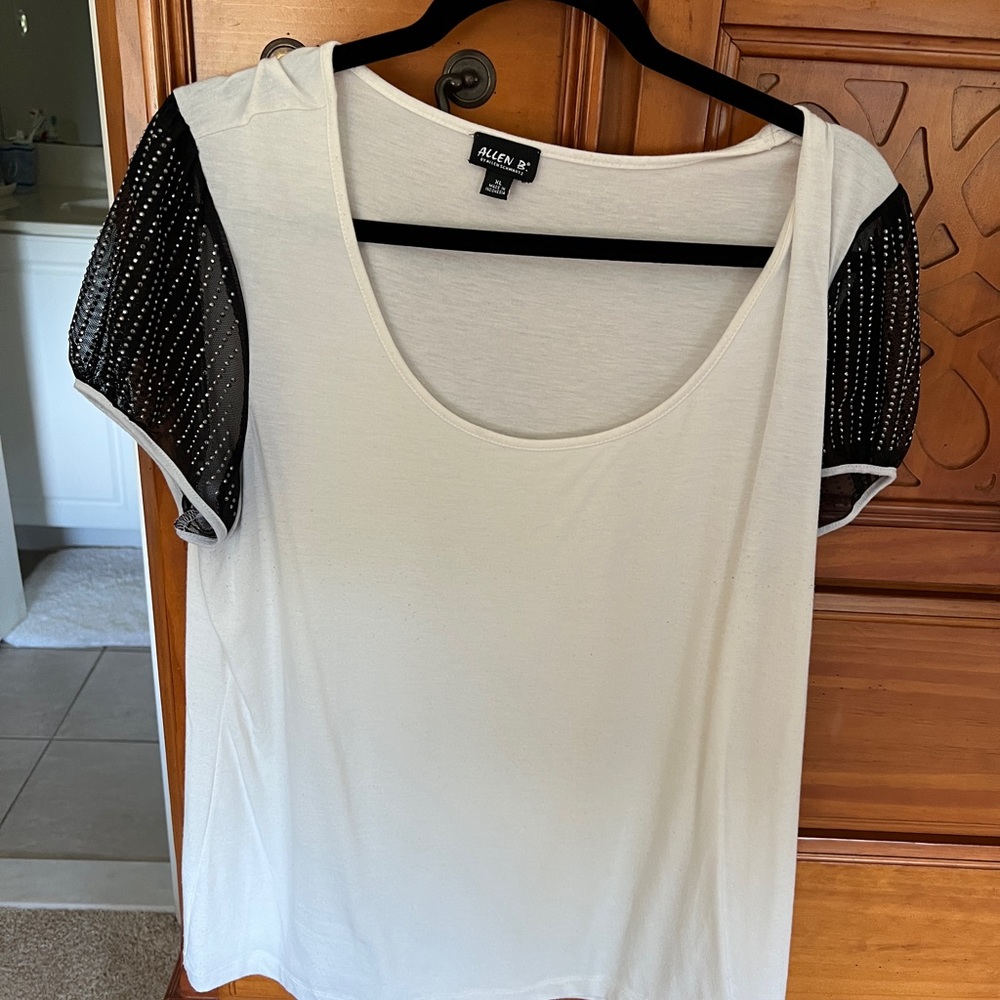 Allen B top with beaded short sleeves
